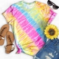 thumbnail image 2 of CHOK Hauts d'Été pour Femmes, T-Shirt Imprimé Teinture sur Nœuds à Col Rond et Manches Courtes, Tunique Décontractée pour Vacances, 2 of 3