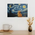 thumbnail image 3 of AIOE Retro Van Gogh Starry Night With Funny Cat Canvas Prints Wall Art Night Starry Pictures Paintings Poster Canvas Wall Decor for Living Room Bedroom Wall Decor Unframe: 18x12in, 3 of 7