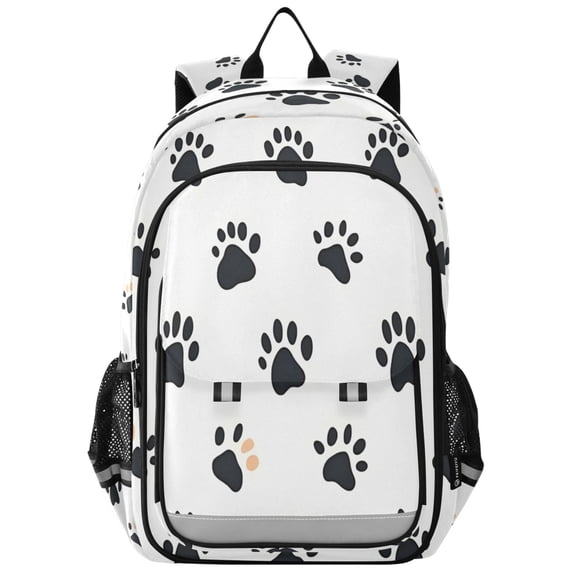 FORMRS Unisex School Backpack 17" Student Travel Bag with Laptop Compartment, Black Cartoon Cat Paw