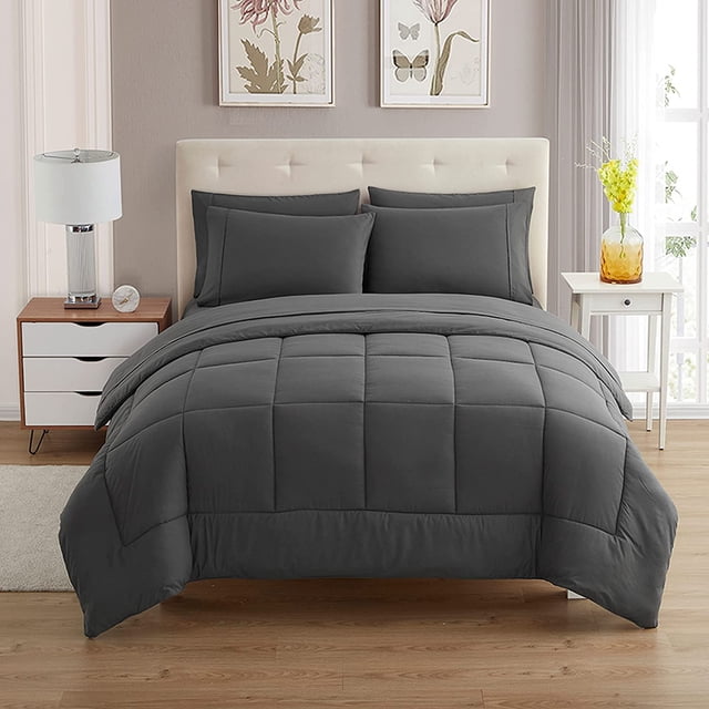 Juego de edredón Sweet Home Collection de 7 piezas Queen Grey