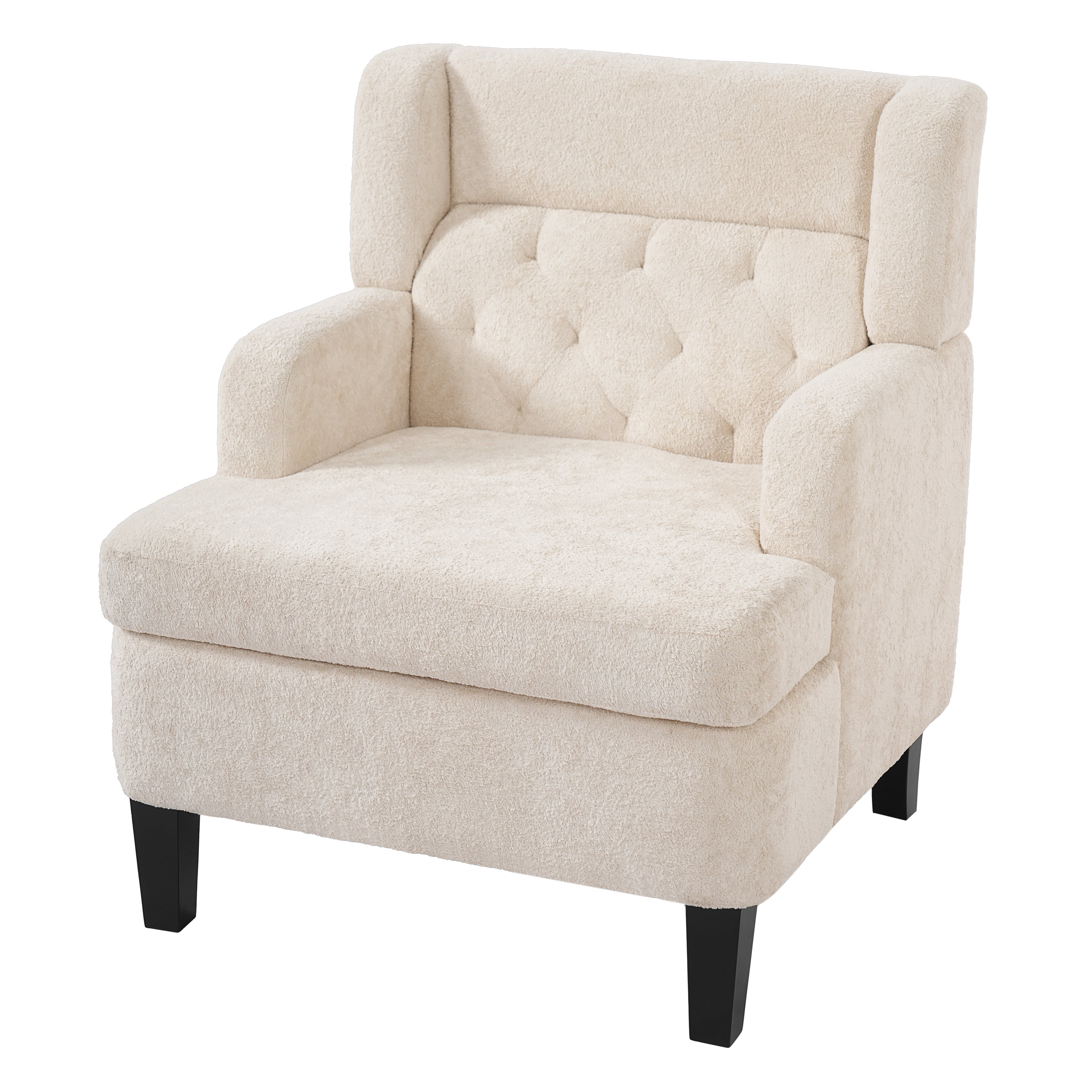 Euroco Modern Accent Chair,Upholstered Armchair with Solid Wood Frame,Comfy Reading Chair,Living Room Chair for Bedroom, Guest Room,Beige