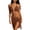 #0099-Coffee, variant on Ruffle Micro Bikini Sets, 3-Piece Lace Cover-Up Skirt, Pool Party Outfits, Halter-Tie Swimsuits Tan-Through