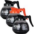 thumbnail image 1 of BUNN Regular and Decaf Glass Coffee Pot Decanter/Carafe, 12 Cup, 2 Black and 1 Orange, Set of 3, 1 of 4