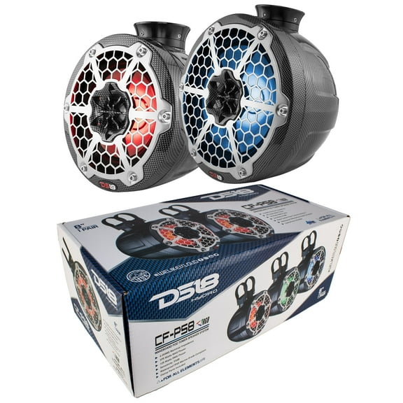 DS18 HYDRO 8" Compact Wakeboard Pod Tower w/RGB Light - 375W - Black Carbon Fiber [CF-PS8]