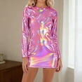 thumbnail image 2 of QHFBli Femmes Brillant Col Roulé Manches Longues Gymnastique Danse Justaucorps justaucorps Shorts Combinaison Rave, 2 of 4
