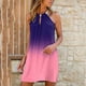 thumbnail image 2 of Moda mujer verano casual sin mangas halter gradiente estampado vestido Pompotops  ghjkhdj1718, 2 of 5