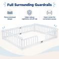 thumbnail image 5 of Miniyam Queen Size Kids Floor Bed with Guardrails, Low-to-Ground Montessori Wood Bed, White, 5 of 7