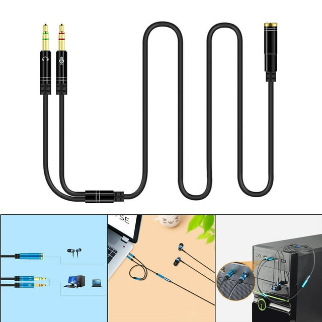 Tapón versión de divisor de auricures auricures de del adaptador a el ordenador Adaptador de computadora po Negro shamjiam Divisor de auriculares