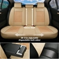 thumbnail image 3 of Coverado Car Seat Covers Beige, 5 Seats Breathable Faux Leather & Woven Fabric Seat Protectors Full Set, Universal Auto Cushions Fit Most Cars SUV Trucks, 3 of 8
