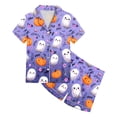 thumbnail image 6 of Leey-World Little Girl Halloween Pajamas Satin Pajamas Set for Girl Halloween Pjs 2 Piece Short Sleeve Button-Down Shirt with Shorts, 6 of 6