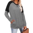 thumbnail image 3 of Womens Tops Color Block Pullover Long Sleeve T Shirts with Pockets Crew Neck Tunic Blouse, 3 of 5