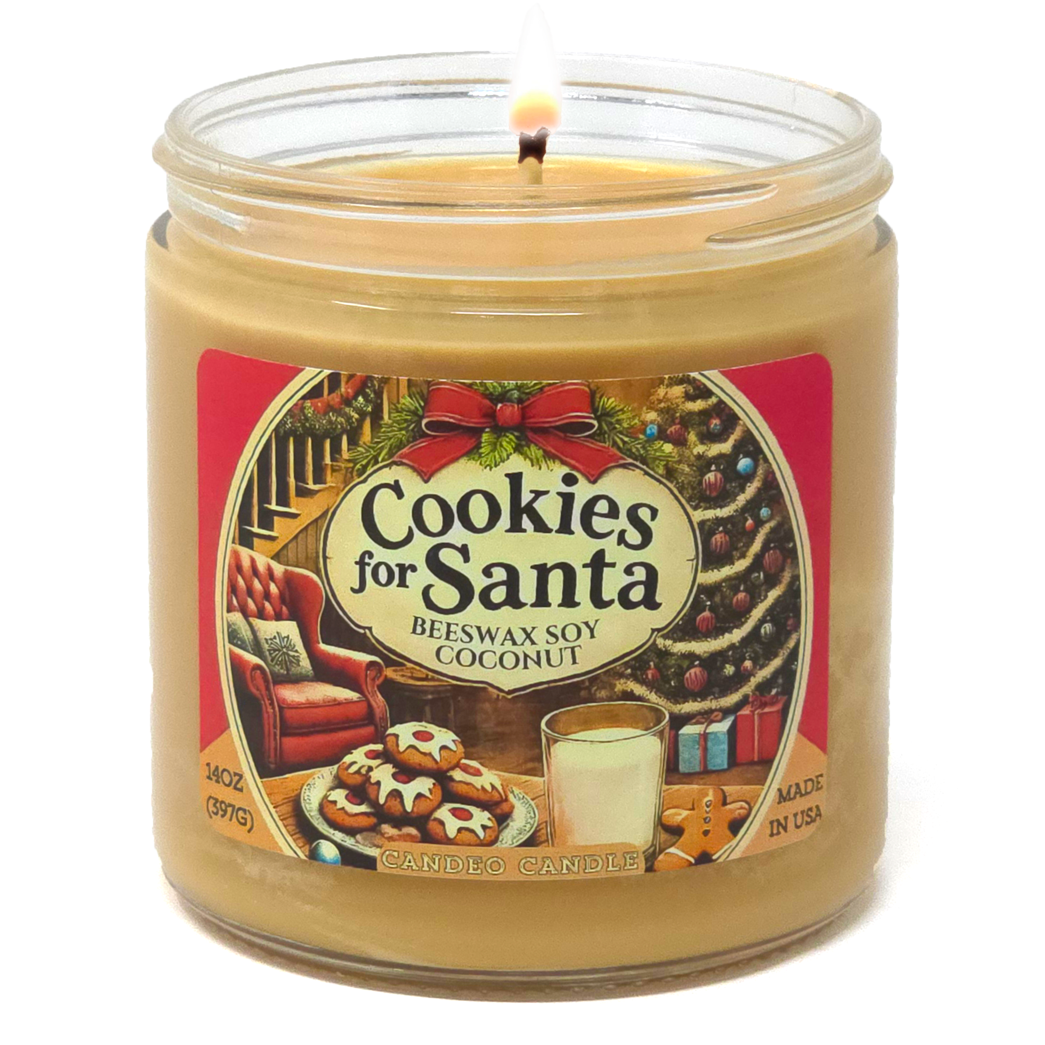 Cookies for Santa 14oz Soy Candle Jar – Handcrafted Christmas Scented Candle