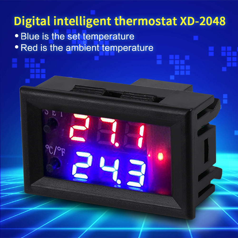 50℃ to 110 ℃ Temperature Measurement Range with Sensor 24V DC24V Digital Display Microcomputer Thermostat Temperature Controller Switch Temperature Controller 