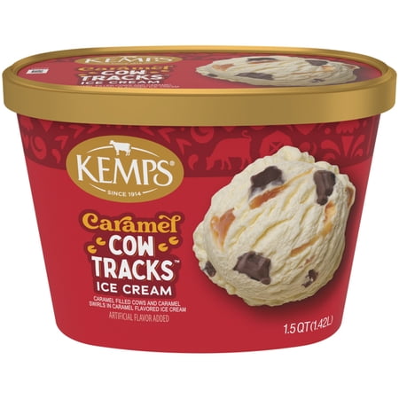 Kemps Caramel Cow Tracks Ice Cream 1.5 Quart