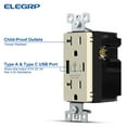 thumbnail image 6 of ELEGRP USB Outlets Receptacles, USB C Wall Outlet, 25W 5.0 Amp High Speed Charging USB Electrical Outlet, 15 Amp Tamper-Resistant Outlet with USB C Ports, UL Listed, Wall Plate Included, 6 of 9