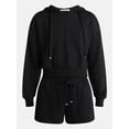 thumbnail image 5 of No Boundaries Faux Rhinestone Cropped Hoodie and Shorts Set, 2-Piece, Women’s, 5 of 5