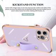 thumbnail image 5 of Compatible with iPhone 12 Pro Max Case Thin for Women Girls,Soft TPU Plating Bumper Wristband Holder Bling Phone Case Slim Anti-Scratch Shockproof Love Heart Cute Case Cover(Elegant Purple), 5 of 14