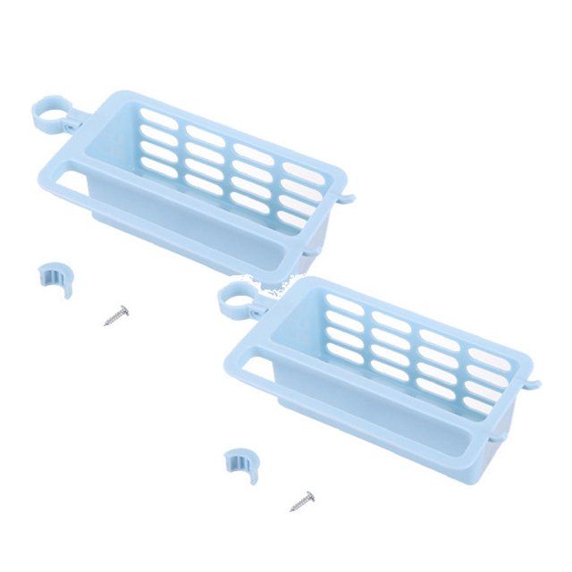 Oleegame 2PC Shower Soap Dish With Hook Kitchen Drainage Shelf Multifunctional Dishwashing Sponge Storage Rack Blue