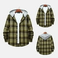 thumbnail image 2 of Dovford Men's Long Sleeve Quilted Lined Flannel Shirt Jacket with Hood Trendy Autumn Winter Casual Plaid Button Down Coats, 2 of 7