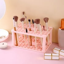 Hovmgk 72 Hole Makeup Brush Drying Rack, Multi-Function Storage Stand, Plastic Brush Organizer for Desk & Bathroom, Space-Saving Design for Makeup Brushes & Art Supplies, Pink/Gray/White