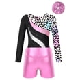 thumbnail image 4 of YONGHS Kids Girls Tumbling Biketard Gymnastics Dance Leotard with Shorts Hair Scrunchies Set Leopard 12, 4 of 7