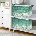 thumbnail image 2 of Yayeee Foldable Storage Basket for Shelves Waterproof Cloth Bins with Handles, Green And White Pattern, 2 of 7