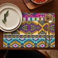 thumbnail image 5 of Rustic Style Tribal Boho Flax Placemats Set of 4, 12x18 Inch Vintage Artistic Classic Table Mats, Washable Earthy Ethnic Decor for Kitchen and Dining Table, 5 of 6