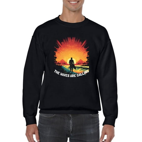 The Wave's Call Sweatshirt Mens -Smartprints Designs, Male Casual Fit