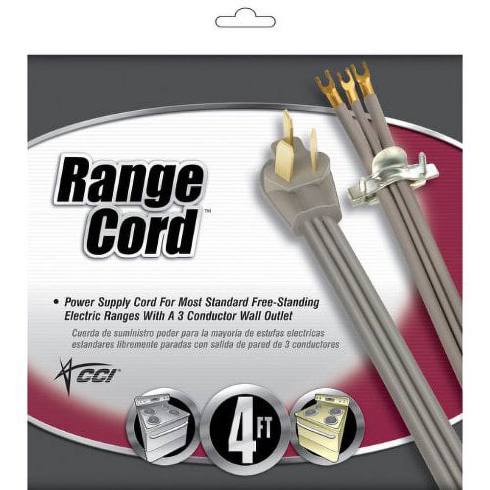 Coleman Cable 9014SW8809 4' Sdrt Grey Range Cord