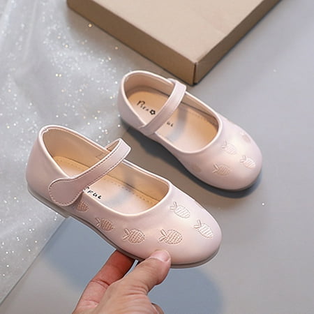 

LYCAQL Toddler Shoes Girls Low Heel Shoes Strawberry PU Shoes Casual Shoes Light up Shoes for Girls Size (Pink 9 Toddler)