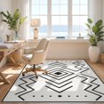 thumbnail image 3 of Design&I 6'x9' Washable Area Rug Sleek Flatweave Pet Friendly Black White Geometric Precision Design Symmetrical with Bold Accents for Queen Size Bedroom, Under Bed, 3 of 7