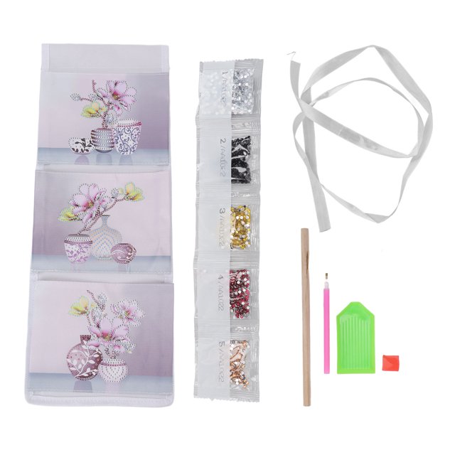 Kits De Bolsa De Almacenamiento De Pintura De Diamantes De Imitación 5D, Bolsa De Almacenamiento Colgante De Pintura De Diamantes De Imitación De Mano De Obra Fina, 3 Bolsillos ANGGREK Rhinestone Painting Hanging Storage Bag