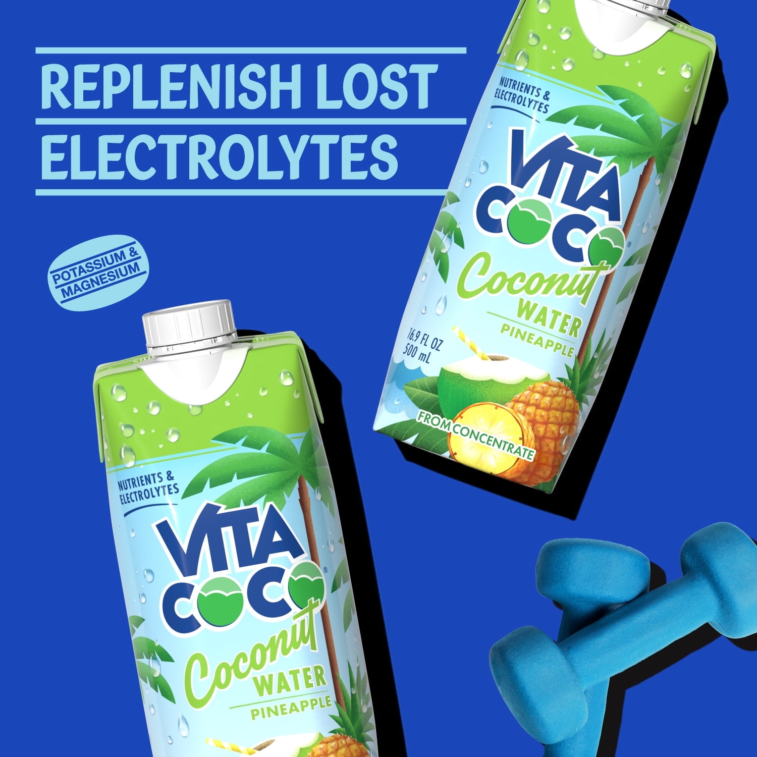 (6 pack) Vita Coco Coconut Water, Nutrients & Electrolytes Rich, Pineapple, 16.9 fl oz Tetra