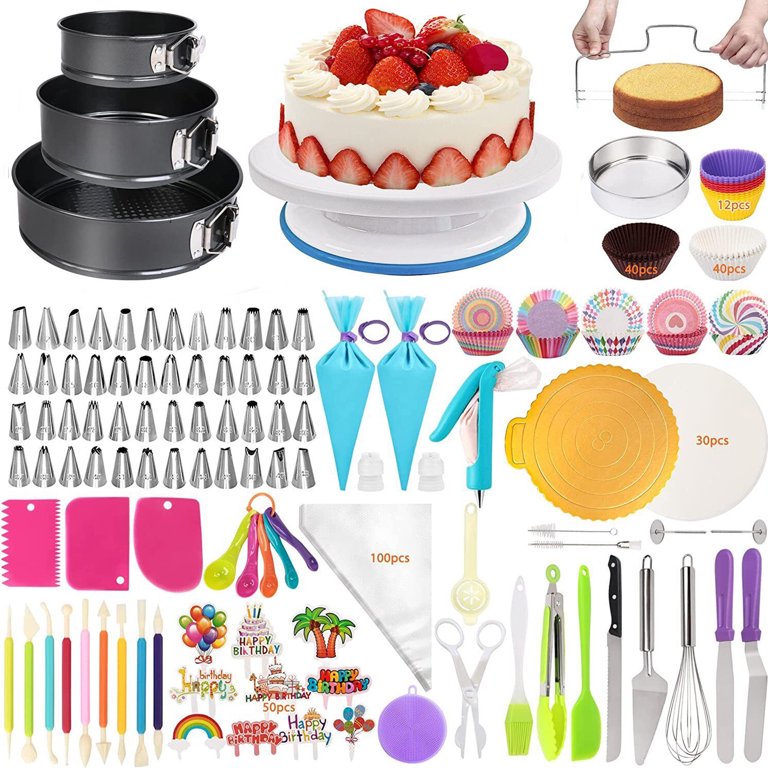 469x Set Cake Decorating Supplies Kit Baking Tools Turntable Stand Cupcake  liner