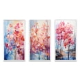 thumbnail image 2 of Designart "Pink And Blue Trees landscape Pointillism VI" Cottage Framed Wall Art Set Of 3 - Red Trees Frame Canvas Set For Living Room Decor, 2 of 7