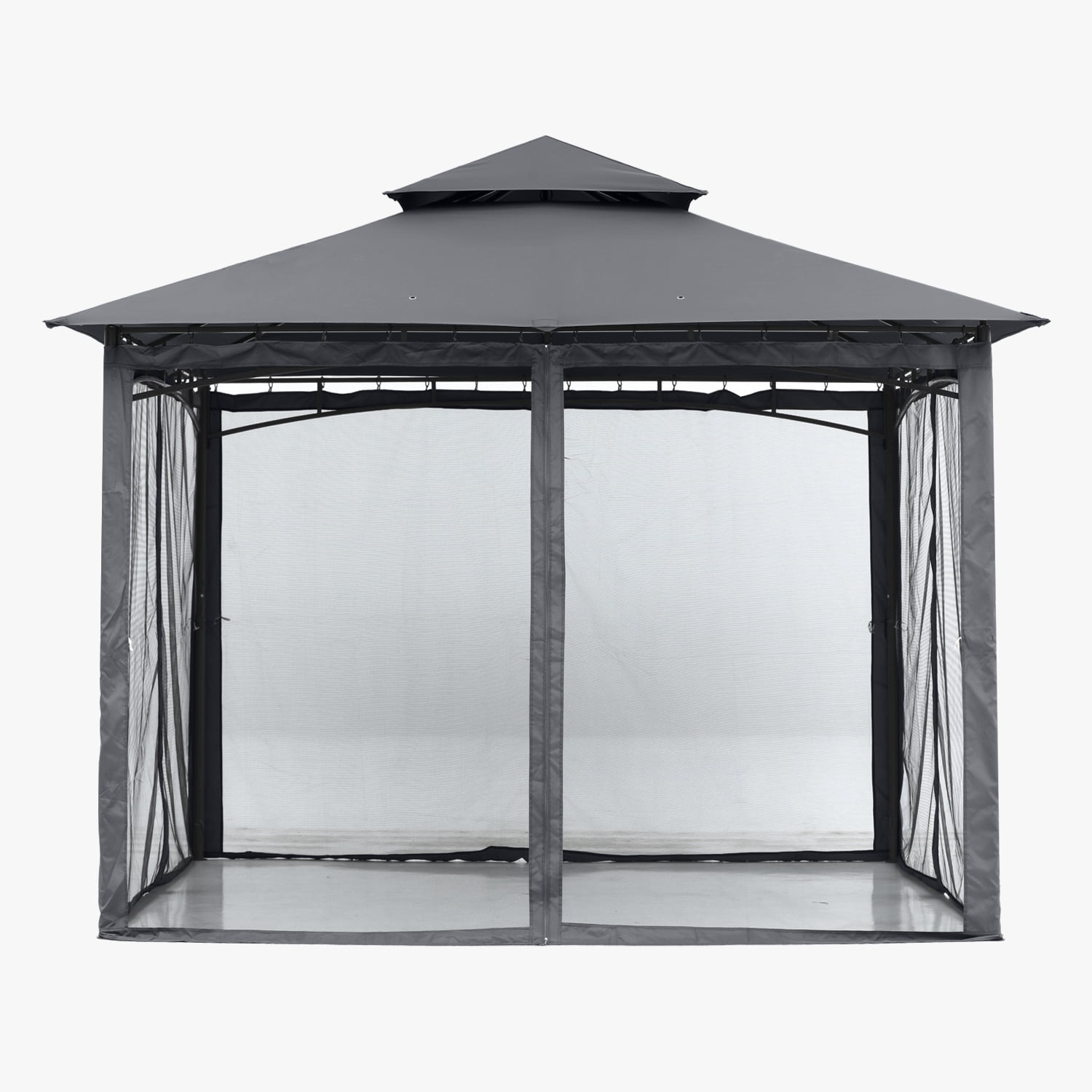 ABCCANOPY 9'x9' Patio Gazebo With Mosquito Netting and Double Soft Roof Canopies for Shade and Rain,Dark Gray