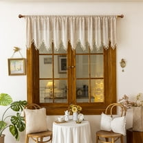 Sunyuer Rustic Boho Curtain Valance for Kitchen Window Farmhouse Handmade Curtain Tiers for Coffee Decor Room Divider Rod Pocket Hollow Short Lace Curtains for Bathroom Closet 1 Panel