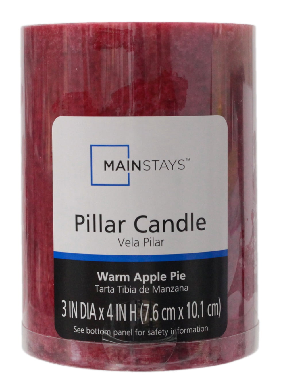 Mainstays Scented Mottled Pillar Candle, 3 x 4 inches, Red, Warm Apple Pie
