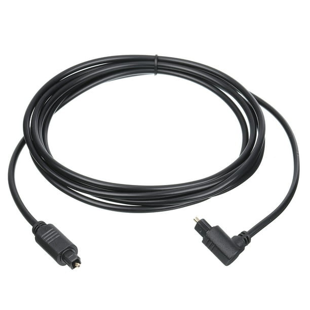 Cable de audio de fibra óptica 90 grados cable óptico digital 7.8 pies TOS enlace PVC plástico para TV DVD negro