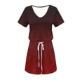 thumbnail image 6 of Ashirexll Womens Summer Dresses, Midi Dresses for Women, Fashion Solid Color Short Sleeve Round Neck Mid Calf Dress, 6 of 6