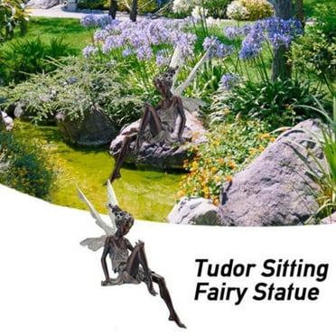 SHAPERME Tudor And Turek Sitting Fairy Statue Garden Ornament Resin Crafts Decor Q