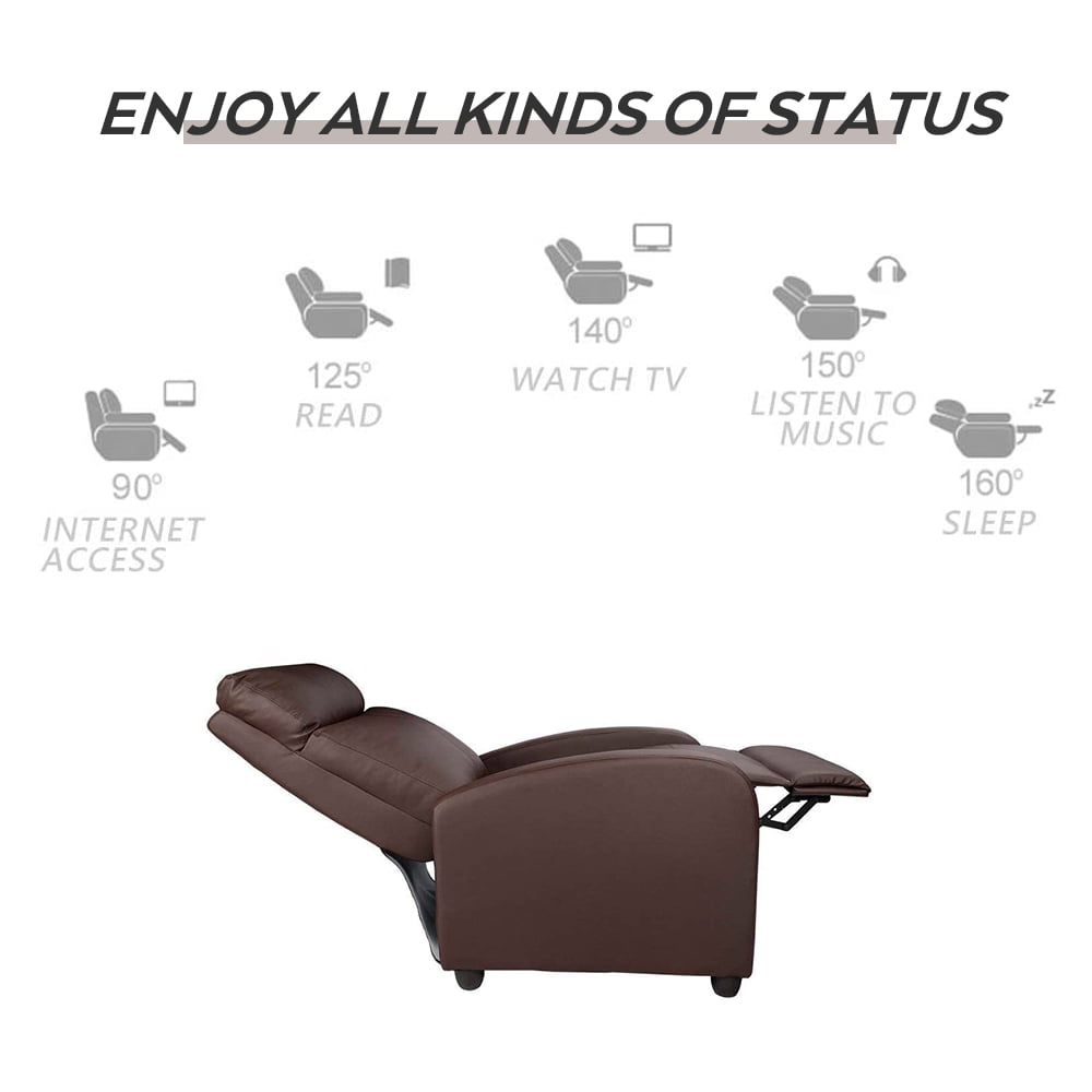 Lacoo Massage Recliner PU Leather Faux Leather Home Theater Recliner with Padded Seat and Massage Backrest, Brown