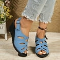thumbnail image 3 of THDHVS Wedge Sandals for Women,Women's Sandals,Summer Casual Style Solid Color Mouth Buckle Hollow Wedge Sandals Sky Blue 6, 3 of 5