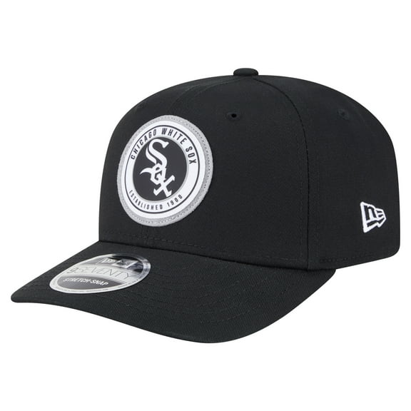 Men's New Era Black Chicago White Sox Circle Patch 9SEVENTY Stretch-Snap Hat