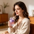 thumbnail image 5 of Cute Whale Tumbler with Straw, Clear PC Water Bottle, Dustproof Lid Cup, Reusable Drinkware for Home Office(Purple), 5 of 5