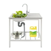 Miumaeov Utility Laundry Sink Free Standing Kitchen Single Bowl Sink Washing Station Stainless Steel
