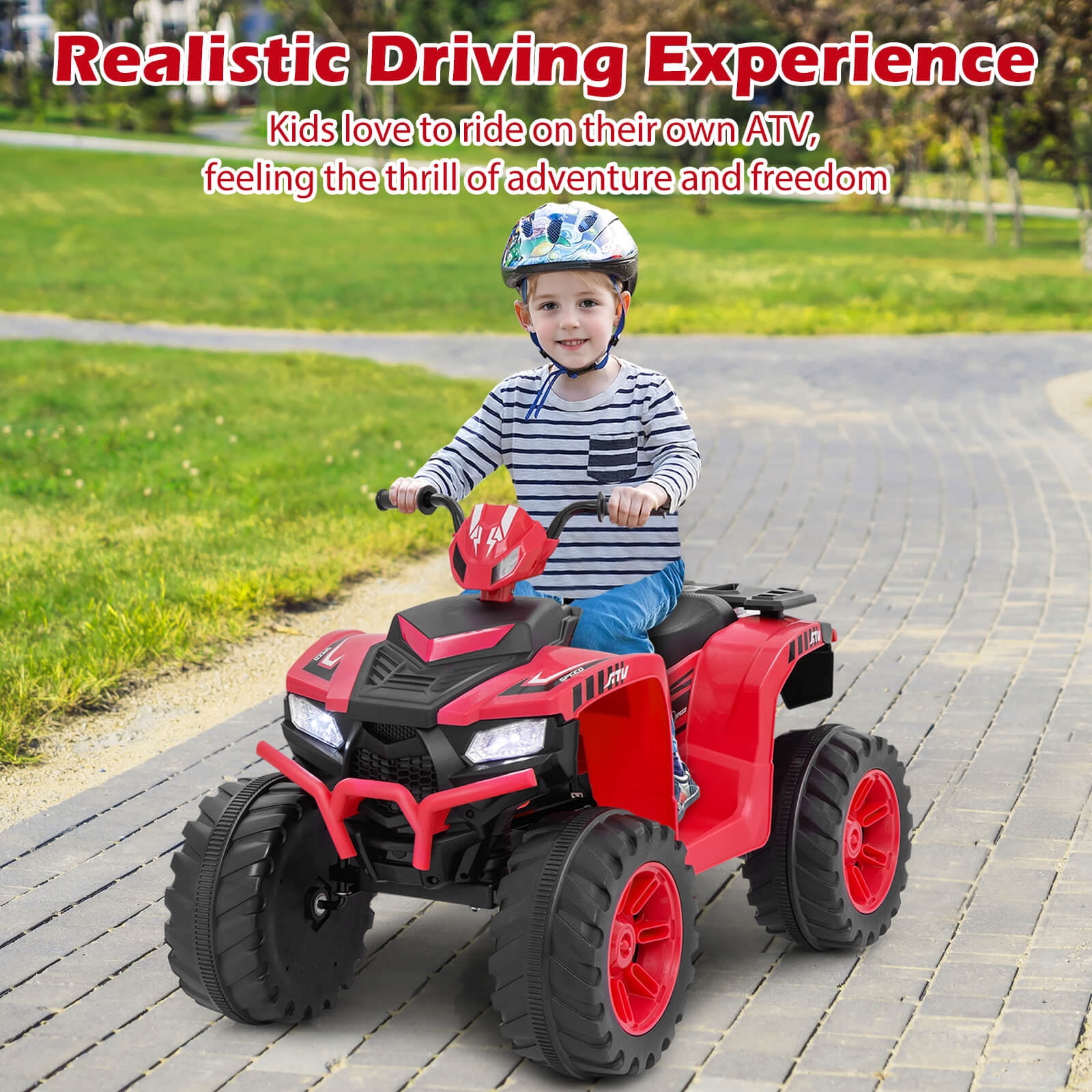 Infans 24V Kids Ride-On Electric ATV 4-Wheeler Quad Car with Wireless Connection