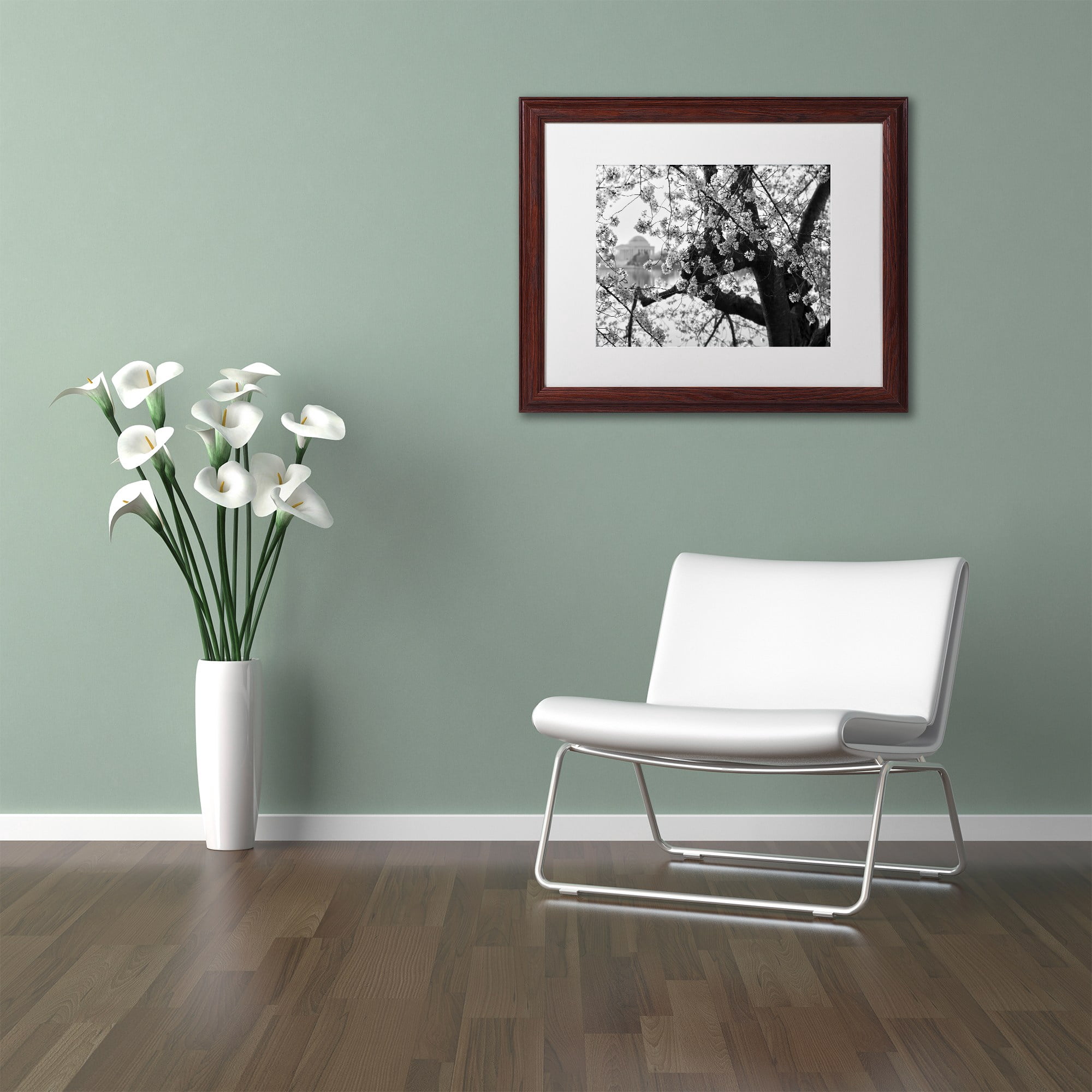 "Blossoms BW" Canvas Art by CATeyes, White Matte, Wood Frame