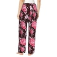 thumbnail image 3 of Picia Rose Flowers Womens Soft Woven Cotton Elastic Waistband Sleep Pajama Pant Lounge Sleep Pant With Pockets And Drawstring-Large, 3 of 9