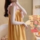 thumbnail image 3 of Bata de baño para mujer, bonita y portátil, con gran absorción de agua, suave, con tirantes, para el hogar, color amarillo, 3 of 5